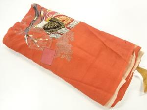 アンティーク　錦紗枝の実に色紙模様着物洗い張り